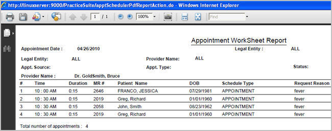 appointment worksheet report pdf